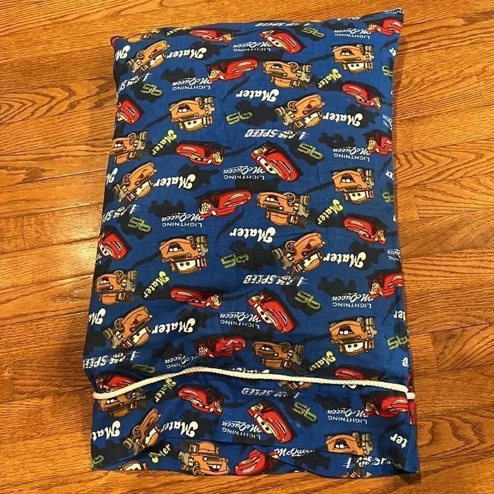 Custom made standard size flannel Cars pillowcase with white cording.